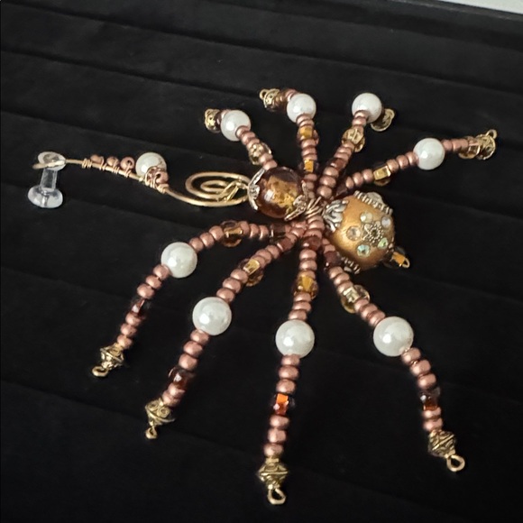 Beaded Spider Ornament with Gold and Brown Accents - Picture 2 of 2